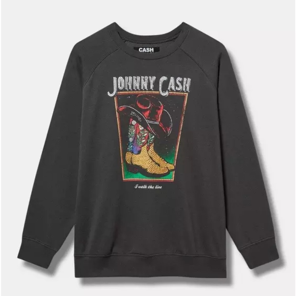 New! Torrid sz 3 Johnny Cash Classic Cozy Fleece Raglan Sweatshirt‎ 3X